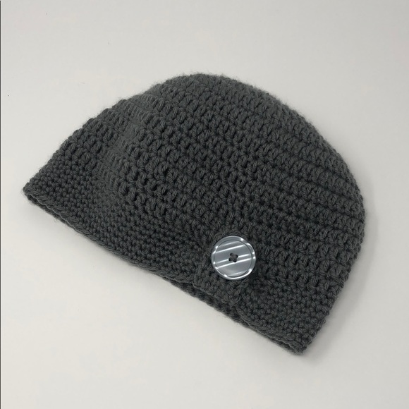 Gray slouchy beanie hat 20 - 22 inches stretchy New hand crochet by me - Picture 6 of 8